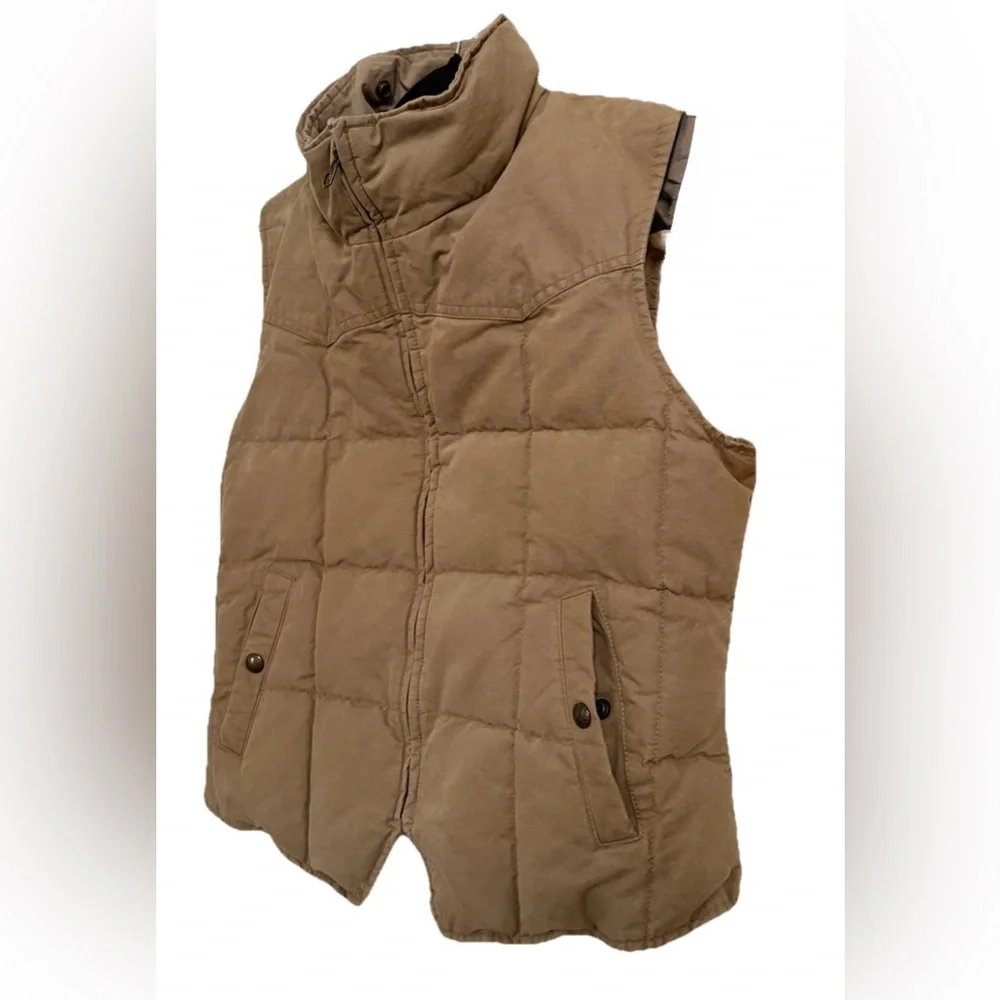 RALPH LAUREN 100% Cotton Down Filled Tan Women’s Winter Vest Size Medium - Picture 2 of 7